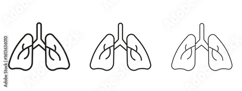 Human lungs icon symbol line. Editable stroke width