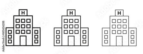 Hospital icon symbol line. Editable stroke width
