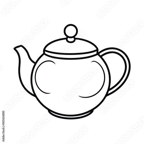 Outline drawing of a ceramic teapot with a round lid