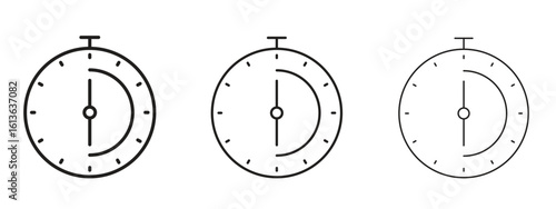 Half hour icon symbol line. Editable stroke width