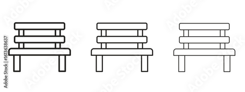 Garden Bench icon symbol line. Editable stroke width