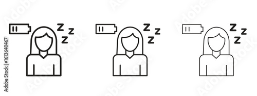 Fatigue icon symbol line. Editable stroke width