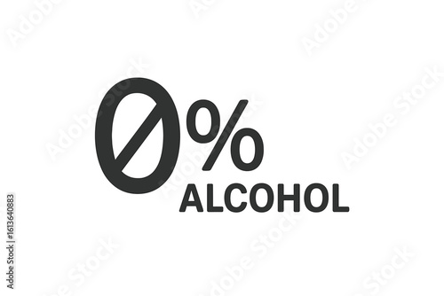 Zero percent alcohol flat icon. Non-alcoholic beverage and cosmetic product label. 0% alcohol free symbol for skin and body care. Medical sign, emblem vector illustration.