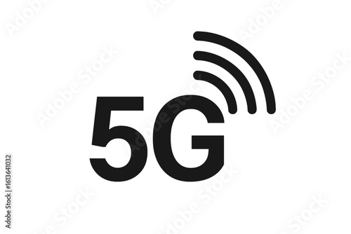 5G network technology symbol. Vector icon for high-speed mobile internet. Wireless communication signal sign. 5th generation data connection pictogram isolated concept.