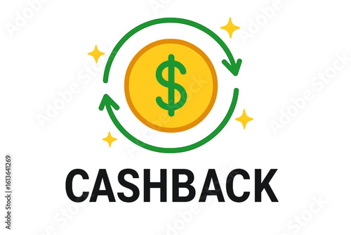 Cashback and money refund concept with loyalty program, bonus cashback symbol, saving money illustration, refund service, financial reward, customer loyalty vector