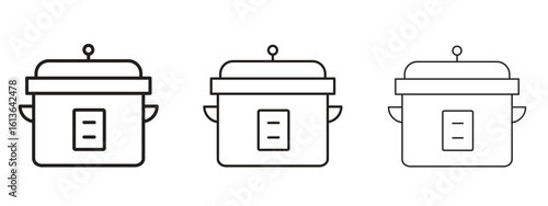 Crock pot icon symbol line. Editable stroke width