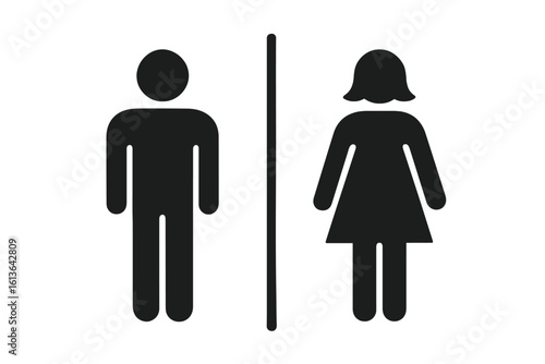 Man and woman toilet icon vector set. Male and female restroom sign. Gentleman and lady WC pictogram symbol. Gender symbol for public bathroom. User avatar silhouette.