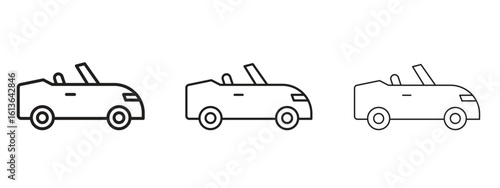 Convertible car icon symbol line. Editable stroke width