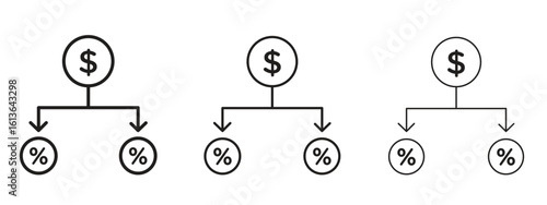 Commission icon symbol line. Editable stroke width
