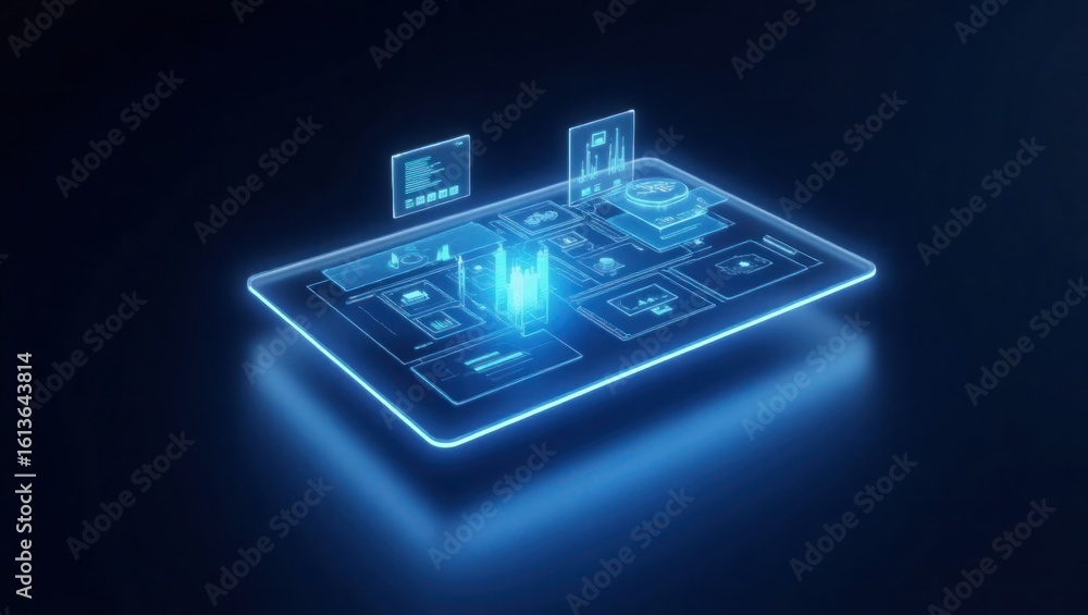 Fototapeta premium Futuristic Digital Interface Display technology blue