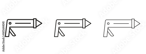 Caulk gun icon symbol line. Editable stroke width
