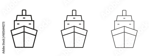 Cargo ship icon symbol line. Editable stroke width