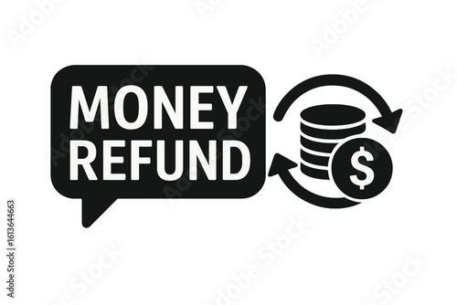 Money refund icon for online cash back service. Concept for shopping partner program, savings and economy. Financial guarantee and money return symbol for ecommerce.