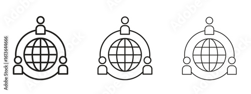 Business networking icon symbol line. Editable stroke width