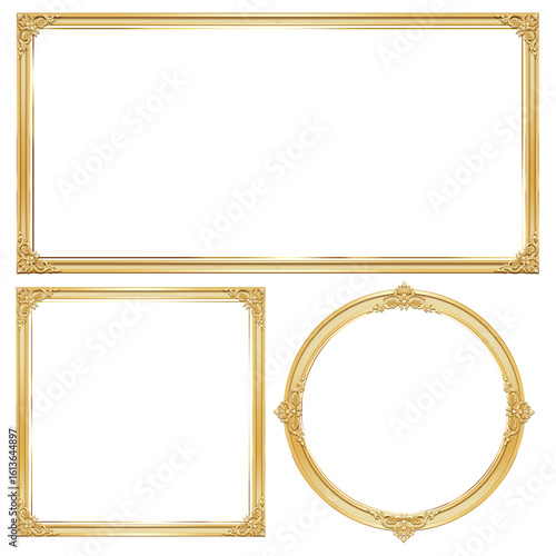 set gold frame vintage border
