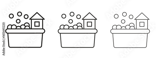 Ball pit icon symbol line. Editable stroke width