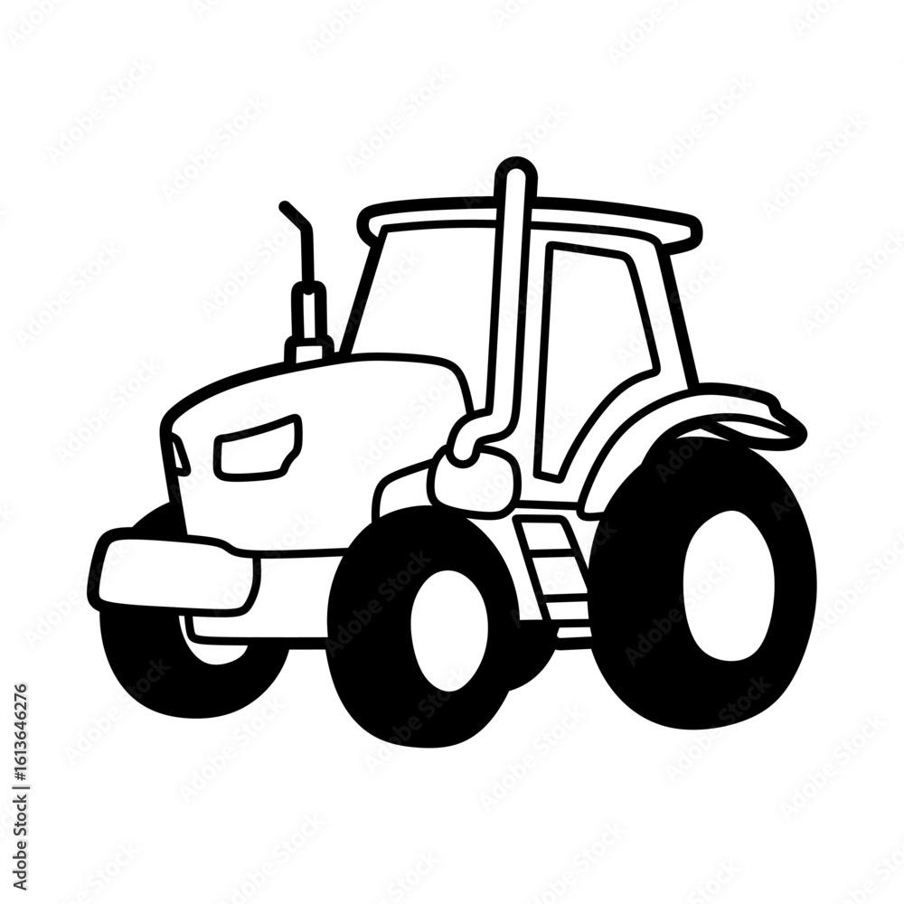 Obraz premium simple black and white left-facing tractor image