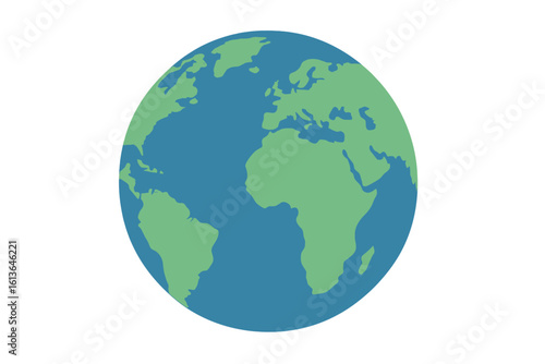 Planet Earth icon vector illustration. World globe map on transparent background. Flat design symbol for travel, environment, business. Global ecology conservation concept.