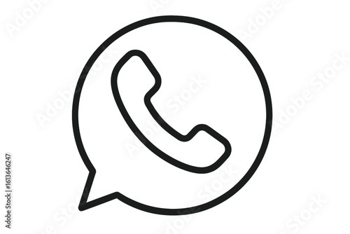 Hotline icon with phone receiver in speech bubble. Customer support and service concept. Contact us symbol for communication, help desk, and telemarketing. Vector line art.
