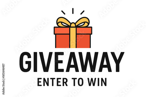 Giveaway enter to win banner. Social media post template for promotion and marketing. Contest announcement with gift box prize icon. Modern vector illustration design.