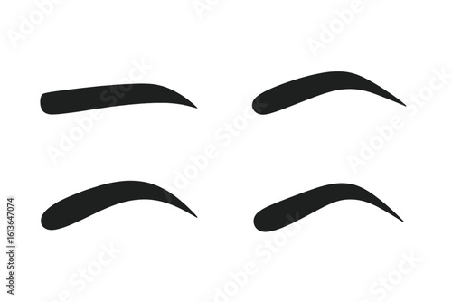 Set of 4 eyebrow shapes vector collection. Different types of female brows for beauty salon, makeup artist, microblading, cosmetic tattoo. Fashion illustration graphic element.