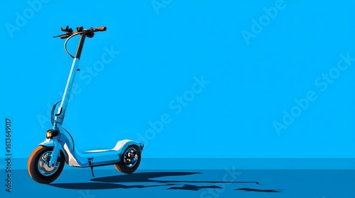 Intricate Vector Artwork Showcasing a Blue Electric Scooter Emphasizing Ecofriendly Urban Mobility in a Minimalistic Style