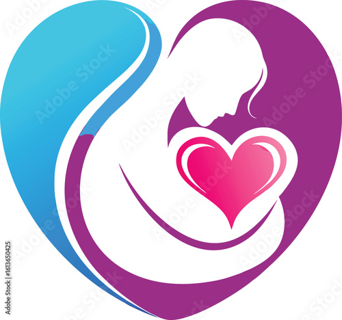 A breastfeeding logo on a heart shape 