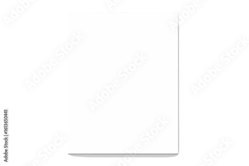 White realistic blank paper page mockup with shadow. Vector A4 paper sheet on transparent background. Stationery template for poster, flyer, or corporate letterhead design.