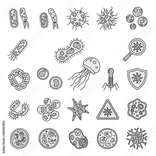 Microscopic organisms and scientific elements bacteria
