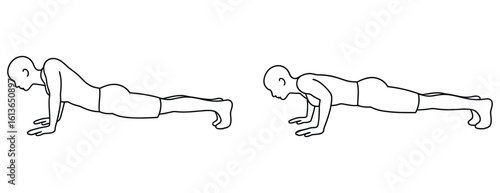 Illustration of a man doing pushups isolated on white background