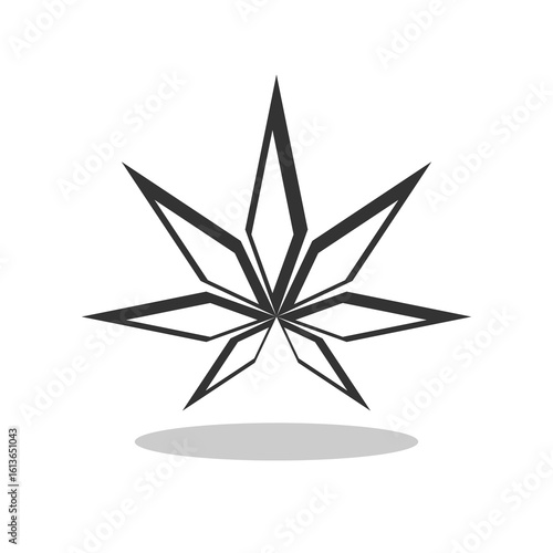 Cannabis leaf logo icon sign with shadow