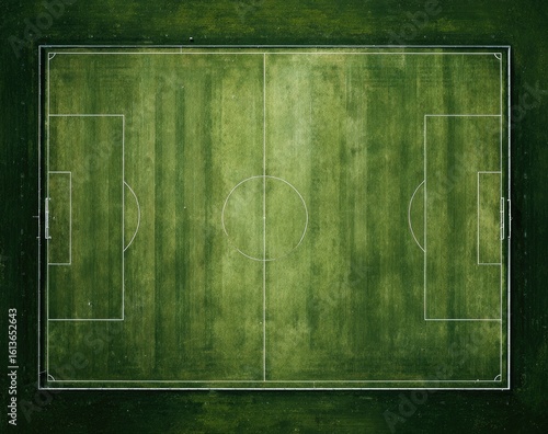Empty soccer field, overhead view