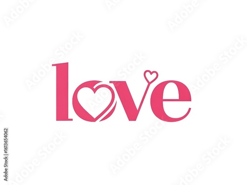 Pink love text with heart