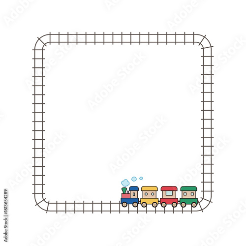 汽車と線路の四角いフレーム