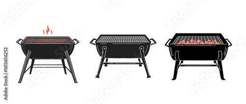 set of 3 barbecues for outdoor cooking