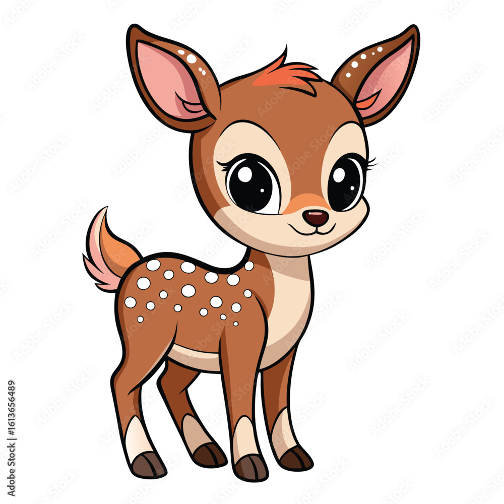 Obraz premium Isolated funny brown baby animal vector cartoon illustration drawing of cute pet puppy chihuahua, cat, kangaroo, deer, horse, and farm zoo mammals