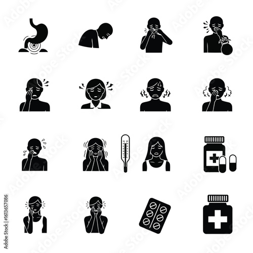 Sick people and medical items sickness illness