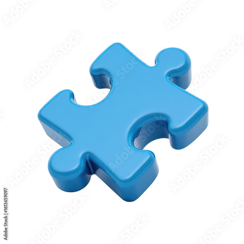 A vibrant blue puzzle piece on a black background.