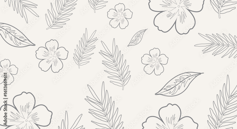 Fototapeta premium Modern abstract floral pattern. Repeating print with retro elegance. Vintage design for fabric, wallpaper, or wrapping.
