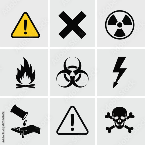 Warning danger hazard symbols caution