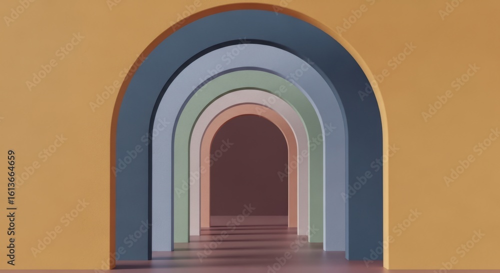 Fototapeta premium Endless Archways Journey Through Vibrant Hues