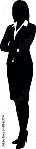 Confident businesswoman silhouette arms crossed