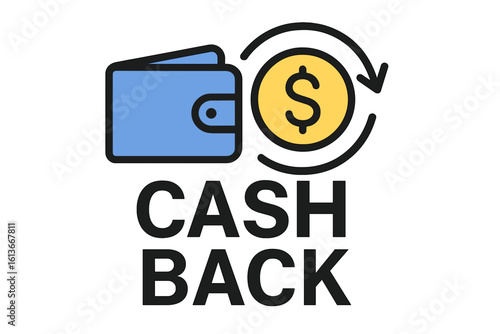 Cashback service vector icon. Money refund program concept. Financial bonus and reward for shopping. Loyalty program promotion with wallet and dollar coin symbol.