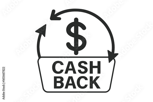 Cash back service vector icon. Money refund symbol. Currency exchange and financial reward program concept. Bonus cash for shopping. Dollar sign with return arrow logo.