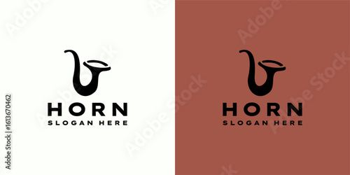 One line drawing of trumpet design. Classical jazz music instrument. Vector illustration simple continuous outline style, One single line drawing of luxury bass trombone. Wind music instruments style.