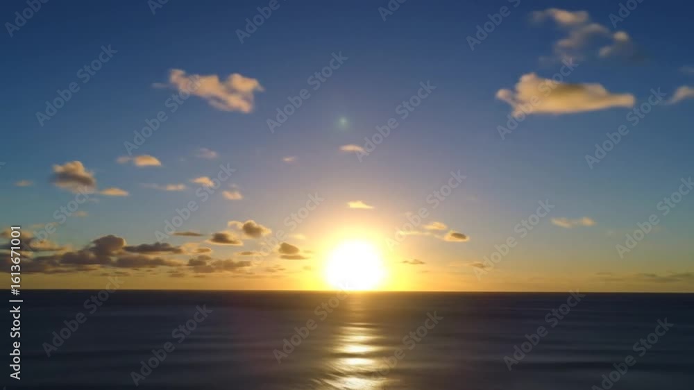 Scenic Ocean Sunset with Soft Cloudscape and Golden Sunlight Reflections Creating a Calm Azure and Orange Horizon Scenic Ocean Sunset with Soft Cloudscape and Golden Sunlight Reflections Creating a Calm Azure and Orange Horizon