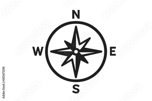 Compass arrow icon showing North, South, East, and West directions, vector illustration with transparent background, navigation symbol, travel and orientation concept design