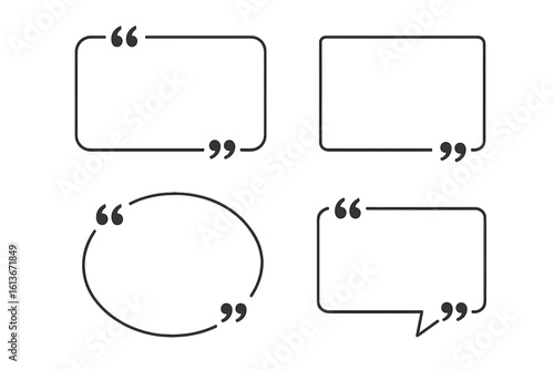 Quote box frames set isolated. Bubble quotation, comment, message borders collection. Vector citation templates for text. Minimalist testimonial box outline graphic element.