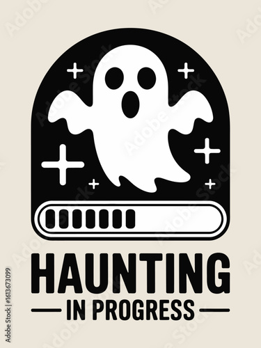 Haunting in Progress with Ghost and Loading Bar for Halloween