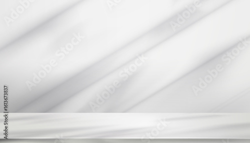 White Background,Studio with Shadow on Grey Wall and Podium Floor for Spring Product Design,Interior Kitchen Room with Light Texture Effect from Window Frame,Vector 3d Backdrop for Summer banner